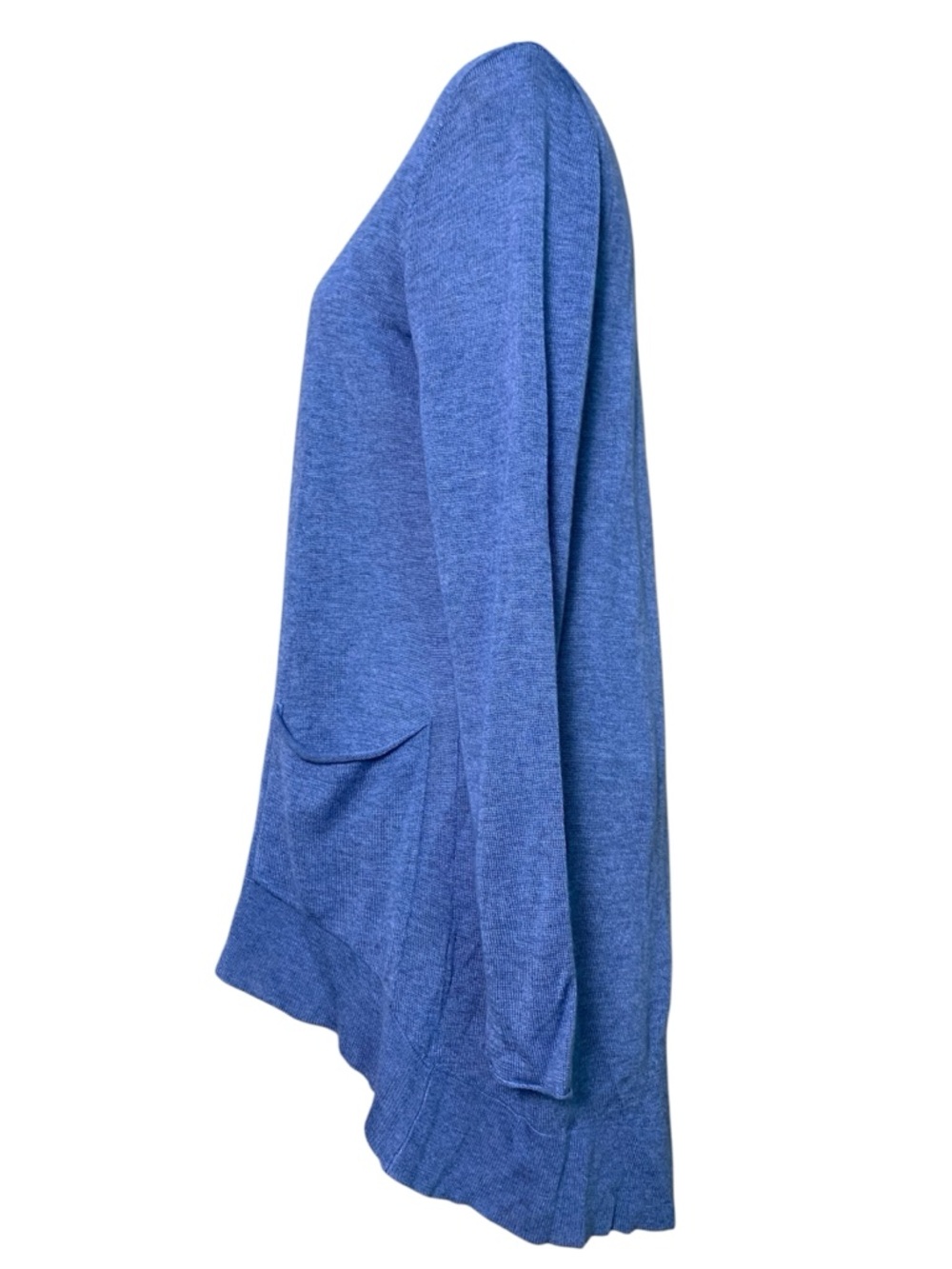 Eileen Fisher Cardigan Women S/P Blue Tencel Merino Wool Open Front High Low Hem - Picture 5 of 8